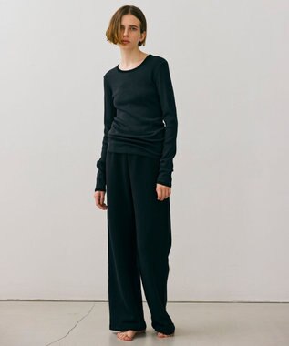 BEIGE， 【BEIGE,ecru/WEB限定・洗える】RIB TOPS /  コットンシルクロングスリーブトップス Stone