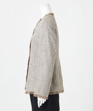 23区 【エステータ】リネンミックスツイード ジャケット キャメル系