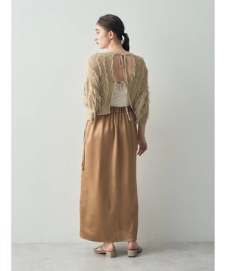YECCA VECCA 2wayフリンジリボンニット Beige
