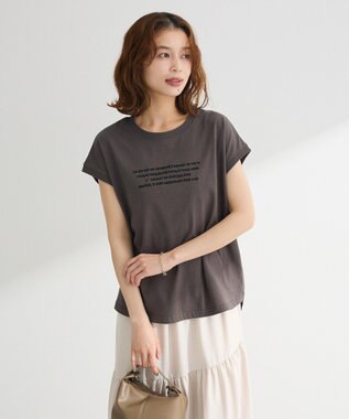 Green Parks ・ｓｗｉｎｇ　ｂｙ　フレンチスリーブ刺繍ＴＥＥ Charcoal Gray
