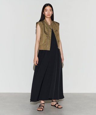 NAVE 【Nave　洗える】リサイクルツイル ノースリーブブルゾン カーキ系