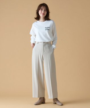 ANY 【ウエストゴム/リントラク加工/裏起毛/ストレッチ】シークレットウォーム　ワイドパンツ アイボリー