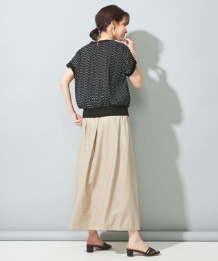 SHARE PARK LADIES 【洗える】リネンレーヨンコーティングウォッシュスカート ベージュ