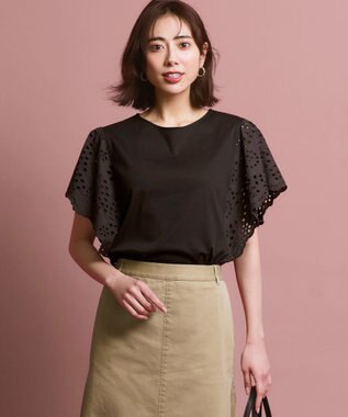 23区 カットワークエンブロイダリー デザインスリーブ トップス