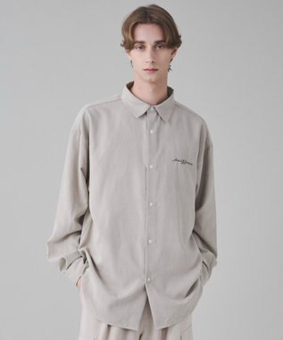 WEGO 【ユニセックス着用ITEM】フィブリルワンポイントBIGシャツ（長袖） ライトベージュ