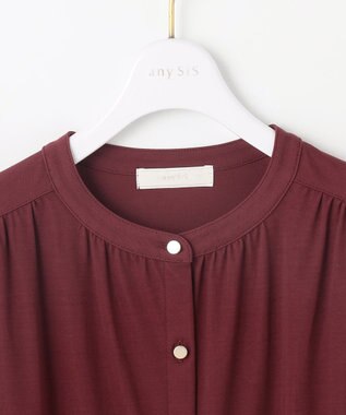 ANY SIS 【接触冷感・UVカット・洗える】ハイストレッチスムース2WAY ブラウス ボルドー
