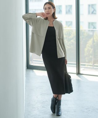 ICB L 【洗える】 シンセティックダブルフェイス ニットタイトスカート ブラック系