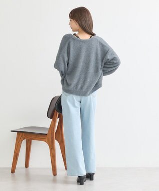 earth music&ecology ミニラメシャギーカーディガン Charcoal Gray