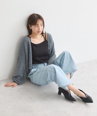 earth music&ecology ミニラメシャギーカーディガン Charcoal Gray