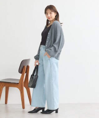 earth music&ecology ミニラメシャギーカーディガン Charcoal Gray