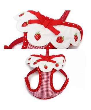 PET PARADISE ペットパラダイス ハーネス＆リード  スカラップカラー《いちご柄 》 ＳＳ 小型犬 いちご柄