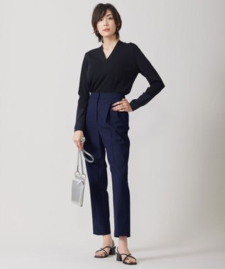 ICB 【WEB限定カラーあり・洗える】 シンセティックフルニードル Vネックプルオーバー ブラック×ネイビー系