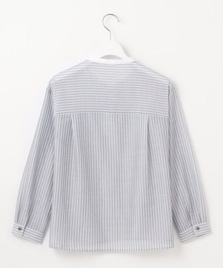 J.PRESS LADIES L シアーピンストライプ カットソー スカイブルー×スレート系1