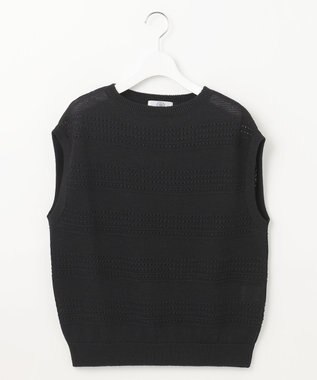 J.PRESS LADIES L 【洗える】PATTERN ニット ベスト ブラック系