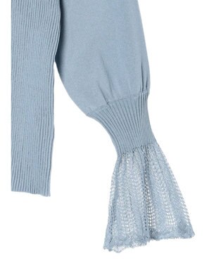 earth music&ecology 袖ポイントニットプルオーバー Blue