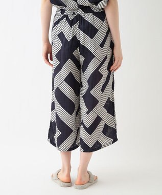 UCHINO クレープガーゼ ジオメトリックガウチョパンツ ダークブルー