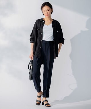 自由区 L 【洗える】リブタンクトップ アイボリー系