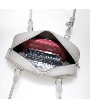 UNBILLION カシュカシュ cachecache / 横長エナメルボストン ライトグレー