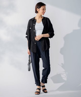 自由区 L 【洗える】リブタンクトップ アイボリー系