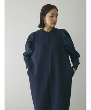 Green Parks armonia. リブ使いコクーンポンチワンピース Navy