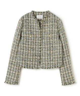 BEIGE， BERYL / ファンシーツイードノーカラージャケット Khaki Mix