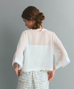 GRACE CONTINENTAL ニットシアーケープカーディガン ホワイト