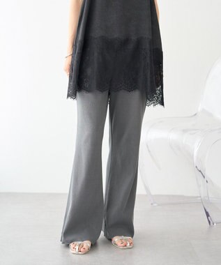 earth music&ecology ピグメントリブフレアパンツ Charcoal Gray