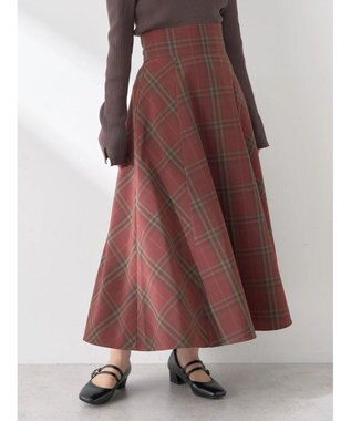 earth music&ecology バックレースアップチェックスカート Bordeaux