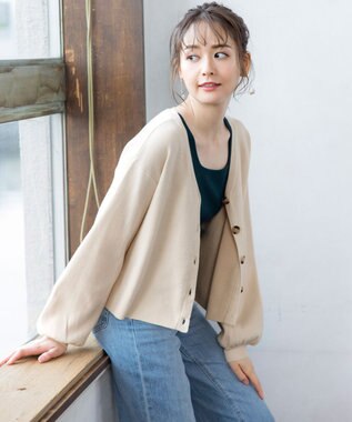 Tiaclasse 【洗える】大人上品なニットカーデ＋ワンピースセット エクリュ