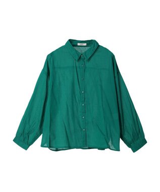 earth music&ecology コットンボイルギャザーシャツ Green