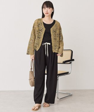 AMERICAN HOLIC クロシェニットVネックカーディガン Khaki