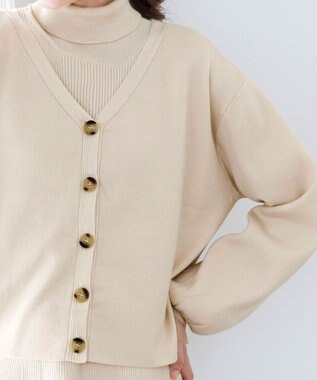 Tiaclasse 【洗える】大人上品なニットカーデ＋ワンピースセット エクリュ