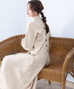 Tiaclasse 【洗える】大人上品なニットカーデ＋ワンピースセット エクリュ