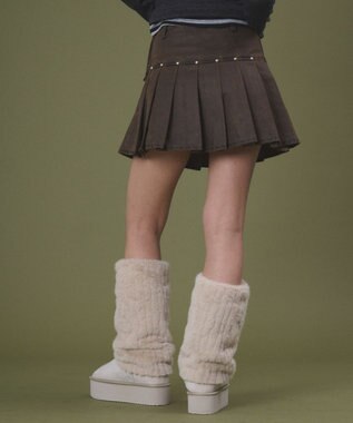 WEGO スタッズデザインプリーツスカパン ブラウン