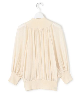 23区 【洗える】シアーギャザー ハイネック ニット ベージュ系