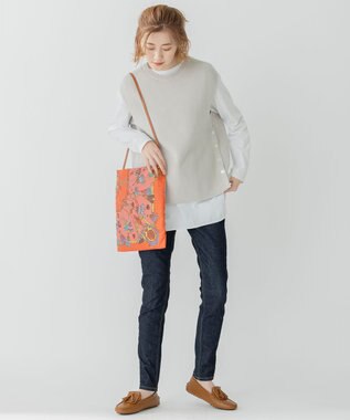 23区 【洗える】コンパクトコットンポリエステル ニットベスト ライトグレー系