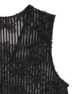 Green Parks テープ刺繍レースベスト Black