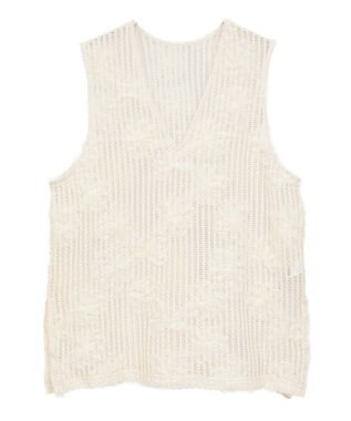 Green Parks テープ刺繍レースベスト Ivory