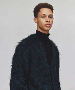 UNFILO MENS 【男女兼用】シャギーニット カーディガン ダークグリーン