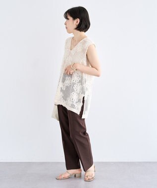 Green Parks テープ刺繍レースベスト Ivory