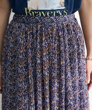Green Parks マジョリカプリーツ柄スカート Navy