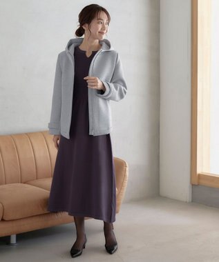 Tiaclasse 【洗える】パフ袖ニットワンピース パープル