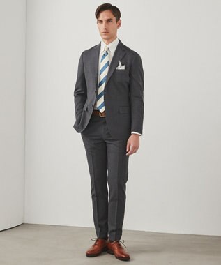 GOTAIRIKU 春夏向け【形態安定】SUMMERPREMIUMPLEATS_スナップダウンカラー _織柄_ 長袖ドレスシャツ(25年春夏モデル) ホワイト系1(ドビーストライプ)