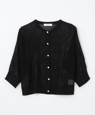 ANY L メッシュパターンニットカーディガン ブラック