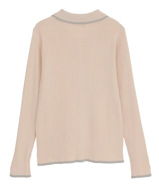 earth music&ecology バイカラートリムロングニットカーディガン Ivory