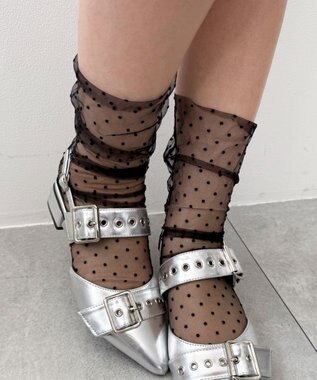 WEGO ドットシアーソックス ブラック