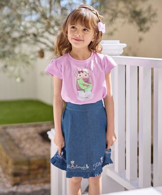 ANY KIDS シャラシャラ ビーズ入り Tシャツ ライラック×ウサギ