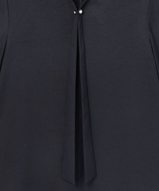 ICB 【先行予約】ストレッチシルキーツイル タイブラウス ネイビー