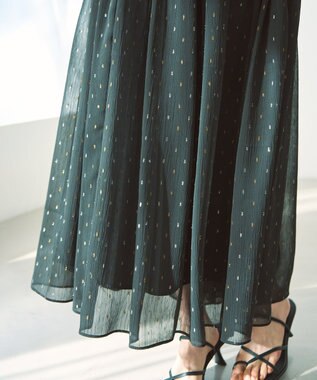 UNFILO ラメリンクルシフォン スカート ブラック