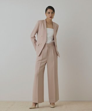 GRACE CONTINENTAL パールボタンノーカラージャケット ピンク